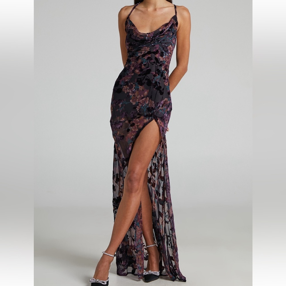 Showpo Floral Maxi Dress - Black and Purple